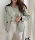 Winter Tweed Coat 2020 Fashion Women's Long SleeveJacket Vintage Cardigan
