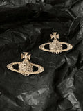 Rhinestone Planet Design Earring- Outfit