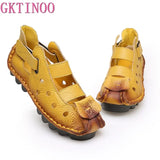 2021 Summer Soft Bottom Flat Genuine Leather Women Shoes Personality Leisure Women Sandals Retro Handmade Sandals