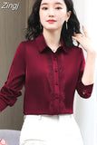 Silk Shirts Women Embroidery Lace Shirt Woman Long Sleeves Blouses Women Satin Silk Shirts Womens Tops White Shirts