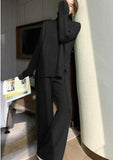And Winter 2025 New Lazy Wind Loose High-Necked Sweater Suit Women's Fashionable Broad Leg Pants Two Sets Of