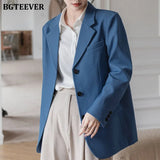 Elegant Office Ladies Loose Single-breasted Blazer Women Solid Notched Collar Suit Jackets 2021 Spring Outwear