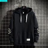 Autumn New Solid Color Polyester Men's Round Neck Hoodie Korean Style Hedging Casual Long-Sleeved Hoodie for