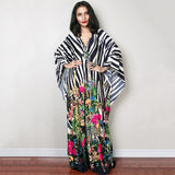 Print Deep V-neck Dress Batwing Sleeve Long Dresses Women 2022 Summer Dress Beachwear Bohemian Women Kaftan