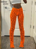 Embroidered Sheer Mesh Leggings Women Pants 2023 Summer Casual Skinny Stretch Dot Print Trousers Lady Bottoms
