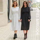 2021 Fashion Women's Dress O Neck Casual Polka Dot Print Chiffon Elegant Dress Chic Long Sleeve Femme