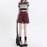 Zingj Denim Shorts Female Summer Thin 2024 New Design Sense Small High Waist Show Thin Wide Leg Five Split