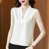 New Satin Simple Fashion V-Collar Slim Slim Inside Wearing A Vest