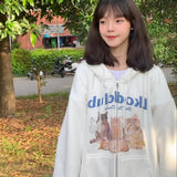 Cute Cats Print Oversized Zip Up HoodieOutfit