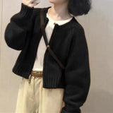 Zingj Short Round Collar Zipper Candy Color Knit Cardigan Female Autumn Winter New Show Thin Versatile Sweater Coat-Outfit