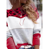 Leopard-Print Round-Neck Casual Sweater Autumn And Winter New Women's Knitted Shirt Women's Long-Sleeved Bottom
