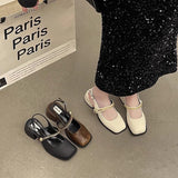 Sense Of Color Square Mary Treasure Shoes Coarse Heel Head Sandals Retro Commuter Buckle Back Empty Women Singles
