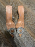 Brand ZAR 2022 Summer New Rhinestones Fashion Pointed Toe High Heels Sexy Outer Wear Muller Sandals Slippers Pumps Women