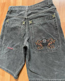 Pocket Embroidered Letter Print Jeans Men's Shorts Summer Vintage Super Wide-Legged Jeans 211-0-Outfit