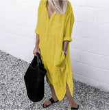 Shirt Dress Spring Summer Lapel Button Long Sleeve Side Split Dresses Elegant Solid Work Office Vestidos Female Tunic
