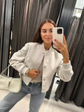 Women's Clothing 2025 Autumn And Winter New Women's Leisure Long-Sleeved Soft Short Bomber Jacket