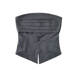 Zingj Trendy Women's Dress Spicy Girls Design Sense To Wear A Retro Sleeveless Blouse With A Solid Color Waist-Fitting Girdle And