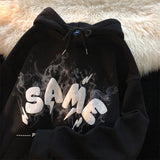 sense small horns hoodie autumn and winter new sweater women plus velvet couple wear ins outer