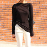 Women Long Sleeve T-shirt O-neck Slim Fit Warm 2021 Spring Summer Basic T-shirts Korean Women Tops Black White Blue