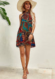 Summer women dresses Tropical Hawaii Print Tie Back Dress sexy party sleeveless skirt high street boho female A-line