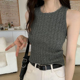 Retro Twist Sling Vest For A Woman In Summer, A New Style Of Slimming, Lazy Wind, Unique Design, Grey Knitted