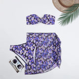 2025 Swimsuit Women Divided Metal U-Shaped Bikini Bikini Three-Piece Printed