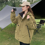 Thick Warm Outdoor Assault Jacket And Cotton Coat Female 2024 New Autumn And Winter Cotton-Padded Jacket Couples Work Clothes Cotton-Padded Clothes-Outfit