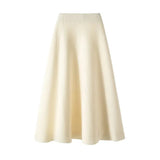 Knitted Pleated Skirt Women'S Midi Elastic High Waist A-Line Sweater Skirt Female 2021 Winter Black Wool Long Mom