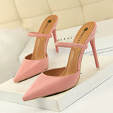 Zingj Retro Simple Baotou Slippers With High With Shallow Pointed Out A Word With Female