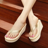 HIGH Quality Womens Slippers Ladies Leopard Fashion Flats Shoes Beach Sandal Outdoor Flip Flops Heel-height 5cm Size