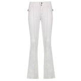 Black Vintage Skinny Long Trousers Women Casual Low Waist Pants Capris Fashion Pocket Sweatpants Streetwear
