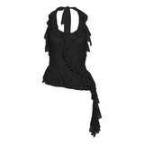 Zingj 2024 Summer Women's Flounce Sleeveless Jacket Is Elegant And Slim Vest-Outfit