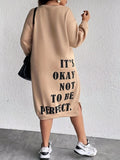 Large-Size Women's Autumn And Winter Fashionable Letter Printed Long-Sleeved Loose Casual Straight Sweater