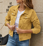 Fashion And Slim Lapel Denim Coat-Outfit