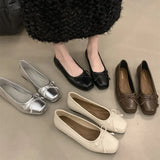 Zingj Single Shoe Shallow Bow Spring 2024 New French Gentle Night Wind Flat Scoop Shoes Women's