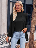 Autumn And Winter Casual Women's Wear Trend Solid Color Half High Collar Long Sleeves Fake Two Shirts