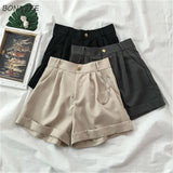 Waisted Shorts Women Simple Japanese Style Chic Casual Soft Daily Ladies Trousers Basic Loose Ins Woman Bottom