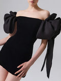 Fashion Temperament Dress Women 2025 Early Spring New Word Shoulder Solid Color Design With Short