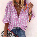 Women Long Sleeve Loose Casual Buttons Printing T-Shirts Turn Down Collor Basic Spring Autumn Oversized