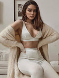 Women 2 Pieces V Neck Bra Leggings Set Crop Top Matching Co Ords 2023 Autumn Winter Clothes Sporty Tracksuit
