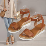 Size Sandals Women 23 Summer New Thick Soles Round Head Buckle Leisure Fashion Slope Heel Beach