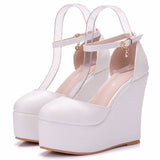 Hed Sandals Women's Summer 2025 New Comfortable White Thick-Soled Round Head High-Heeled Waterproof Table Casual Women's