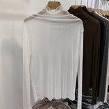 Zingj Anti-Hook Silk Half High Collar Wood Ear Mesh Bottom Shirt Spring New Women's Thin Inside Jacket