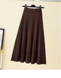 Zingj And Winter New High Waist Show Thin A-Word Pleated Skirt Big Umbrella Skirt Long Plus Thick Wool Knitting Skirt Woman-Outfit