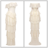 Corset Chiffon Frill Tiered Maxi Dress-Outfit
