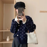 Zingj Winter 2024 New Sweet Fashion Hook Flower Lapel Long Sleeve Sweater Female Loose And Versatile Reduce Age Lace Sweater-Outfit