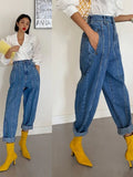 Waist Jeans Women Harem Pants Korean Style Outfits Casual High Street Denim Trousers Pantalon Femme Vintage