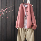 spring and autumn temperament casual loose new solid color long-sleeved knitted cardigan women's all-match
