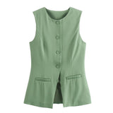 Women's Clothing 2025 Summer New Women's Four-Color Fashion Repair Vest + Shorts Suit