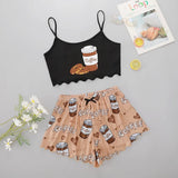 Printed Girls' Short-Sleeved Shorts Sexy Pajamas Girls' Cartoon Leisure PJ Leisure Home